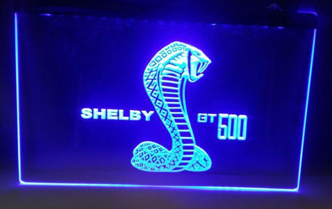 Shelby Cobra GT500 LED Neon Sign USB - Blue - TheLedHeroes