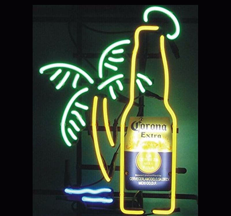 Corona Extra Bottle Palm Tree Neon Bulbs Sign 19x15 -  - TheLedHeroes