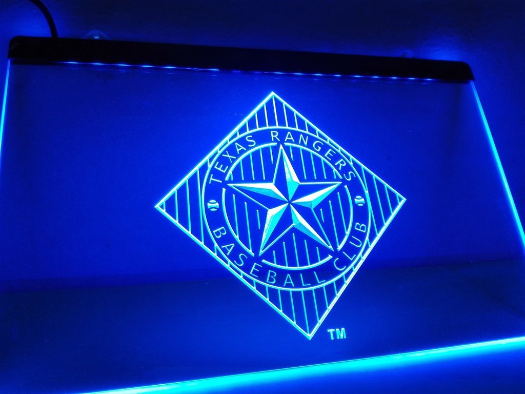 Texas Rangers (7) LED Neon Sign USB - Blue - TheLedHeroes
