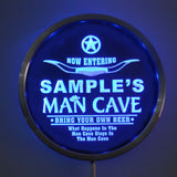 MAN CAVE Room Name Personalized Round Custom LED Sign - Blue - TheLedHeroes