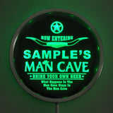MAN CAVE Room Name Personalized Round Custom LED Sign - Green - TheLedHeroes