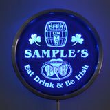Irish Pub Name Personalized Round Custom LED Sign - Blue - TheLedHeroes