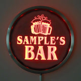 BAR Cheers Beer Name Personalized Round Custom LED Sign - Red - TheLedHeroes