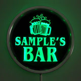 BAR Cheers Beer Name Personalized Round Custom LED Sign - Green - TheLedHeroes