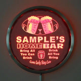 HOME BAR Name Personalized Round Custom LED Sign - Red - TheLedHeroes