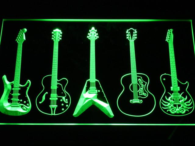 Guitar Weapons Band Room LED Neon Sign Electrical - Green - TheLedHeroes