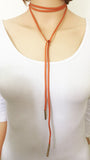 Terciopelo Leather Choker Necklace - Orange gold - TheLedHeroes