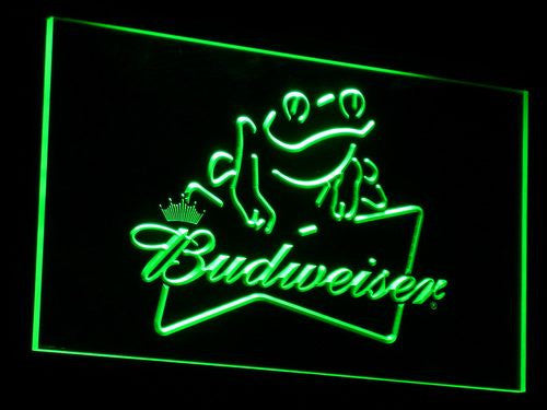 Budweiser Frog Beer Bar Pub LED Sign - Green - TheLedHeroes