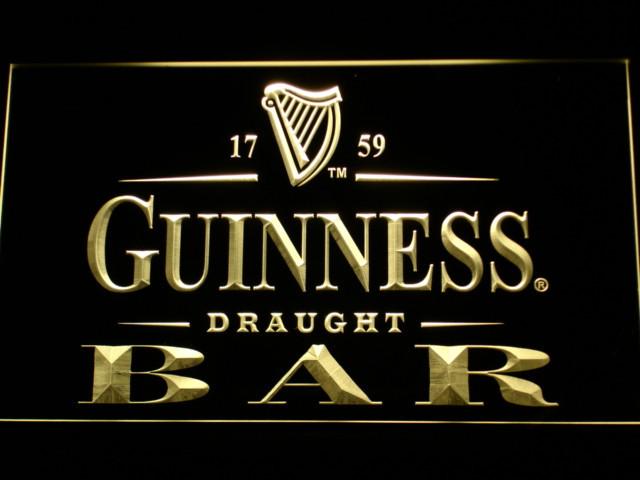 Guinness Draught Beer Bar LED Neon Sign Electrical - Yellow - TheLedHeroes