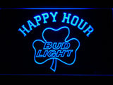 Bud Light Shamrock Happy Hour Beer Bar LED Sign - Blue - TheLedHeroes