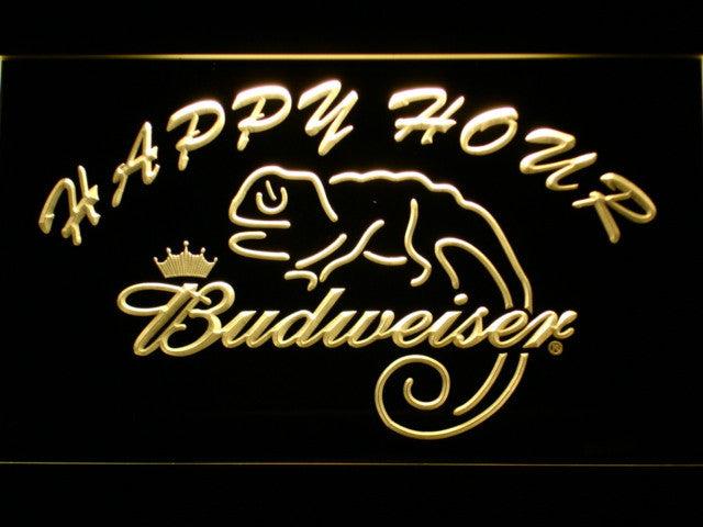 Budweiser Lizard Happy Hour Bar LED Sign - Multicolor - TheLedHeroes