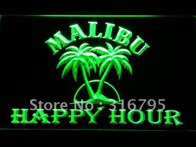 Malibu Beer Happy Hour Bar LED Sign - Green - TheLedHeroes