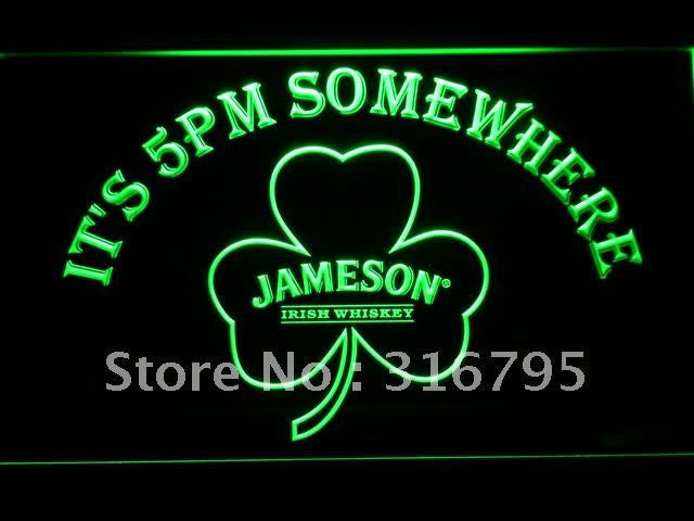 Jameson It's 5 pm Somewhere LED Sign - Green - TheLedHeroes
