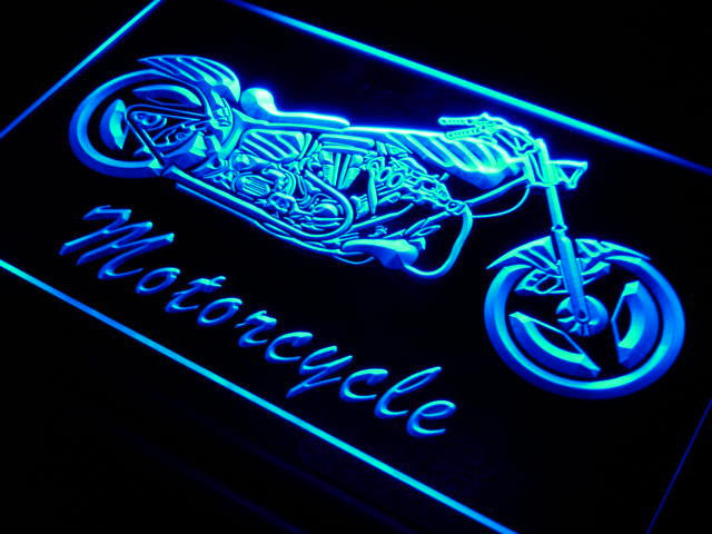 Motorcycle Bike Sales Services LED Sign - Blue - TheLedHeroes