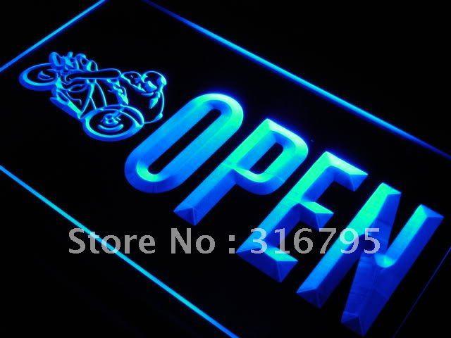 OPEN Motorcycles Auto Shop Car LED Neon Sign Electrical - Blue - TheLedHeroes