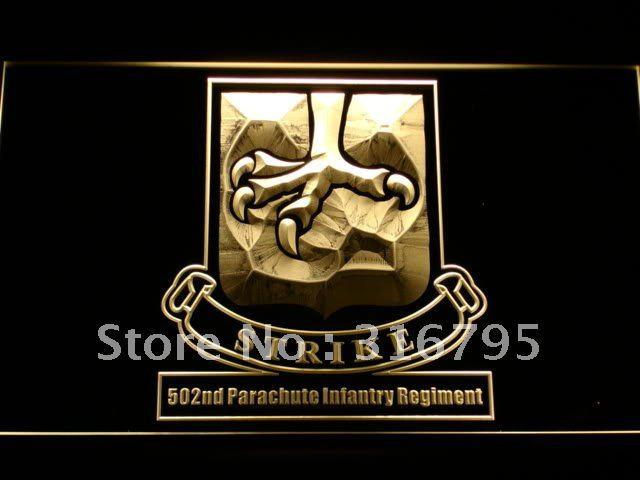 502nd Parachute Infantry Army LED Neon Sign USB - Yellow - TheLedHeroes