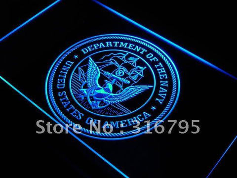 U.S. Navy Eagle Bar Decor Badge LED Neon Sign Electrical - Blue - TheLedHeroes