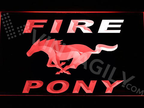 Mustang Fire Pony LED Sign - Red - TheLedHeroes