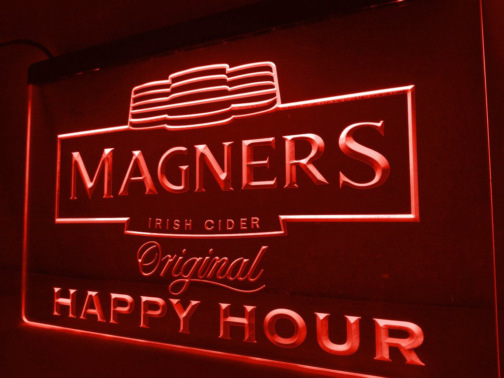 Magners Happy Hour LED Neon Sign Electrical - Red - TheLedHeroes