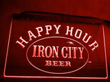 Iron City Beer Happy Hour LED Neon Sign Electrical - Red - TheLedHeroes