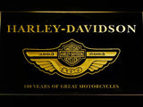 Harley Davidson 100 Years LED Neon Sign Electrical - Yellow - TheLedHeroes