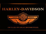 Harley Davidson 100 Years LED Neon Sign Electrical - Orange - TheLedHeroes