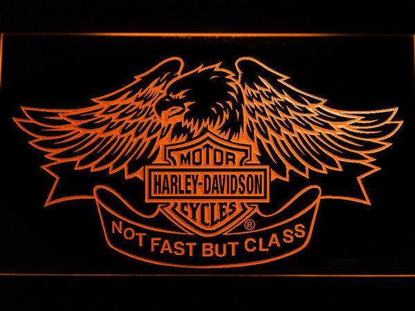 Harley Davidson Not Fast But Class LED Neon Sign USB - Orange - TheLedHeroes