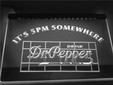Dr Pepper It's 5pm Somewhere LED Neon Sign Electrical - White - TheLedHeroes