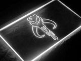 Star Wars Boba Fett Mandalorian Skull LED Neon Sign USB - White - TheLedHeroes