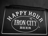 Iron City Beer Happy Hour LED Neon Sign Electrical - White - TheLedHeroes