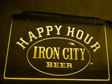 Iron City Beer Happy Hour LED Neon Sign Electrical - Yellow - TheLedHeroes