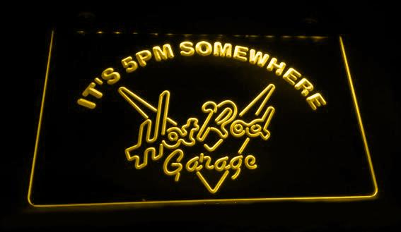 Hot Rod Garage It's 5pm Somewhere LED Neon Sign USB - Yellow - TheLedHeroes