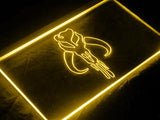 Star Wars Boba Fett Mandalorian Skull LED Neon Sign USB - Yellow - TheLedHeroes